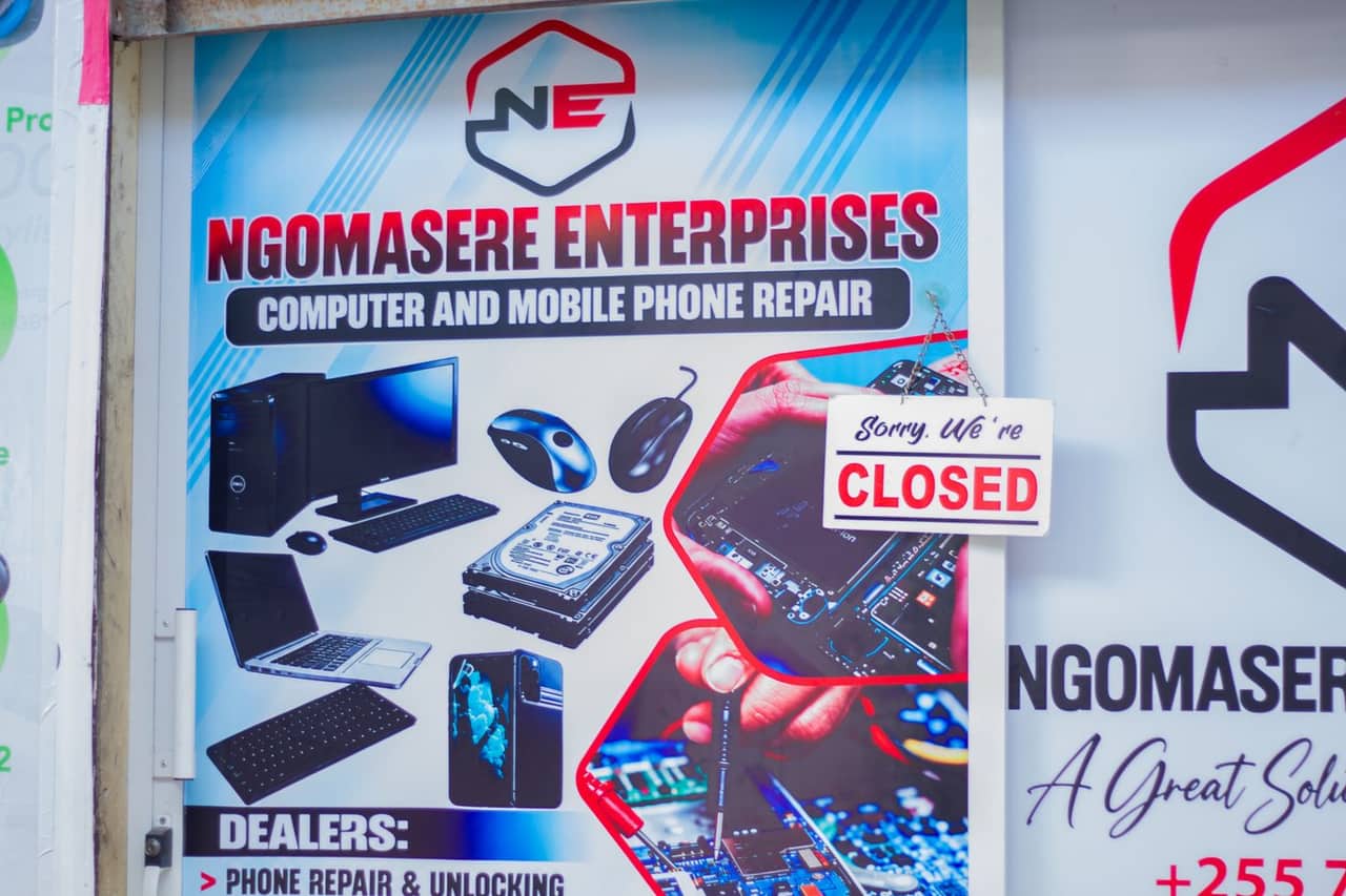 Ngomasere Enterprises shop sign in Kigamboni
